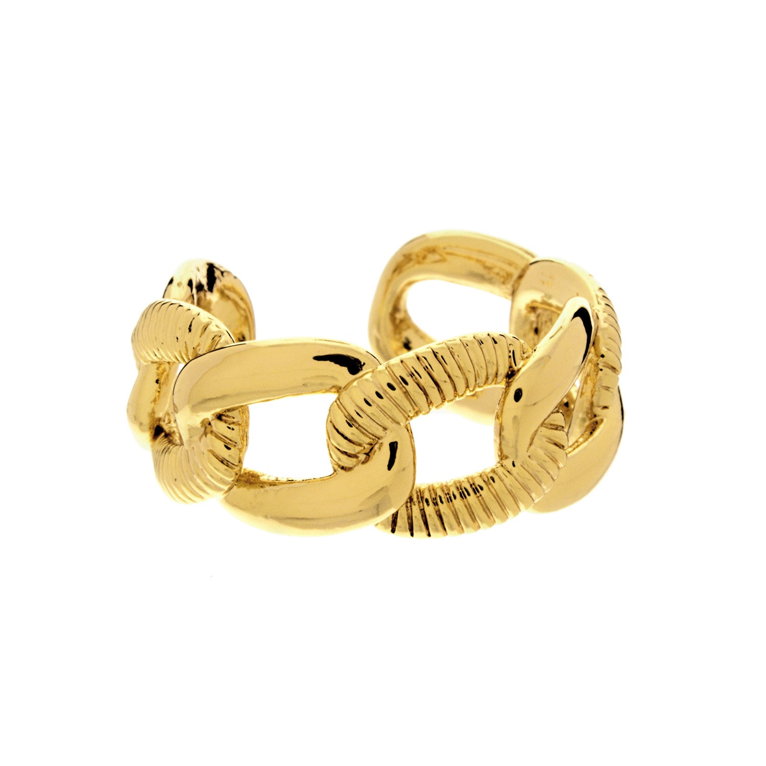 Wide Alternating Textured Cuban Link Ring