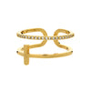 Cross Pavé Double Line Ring