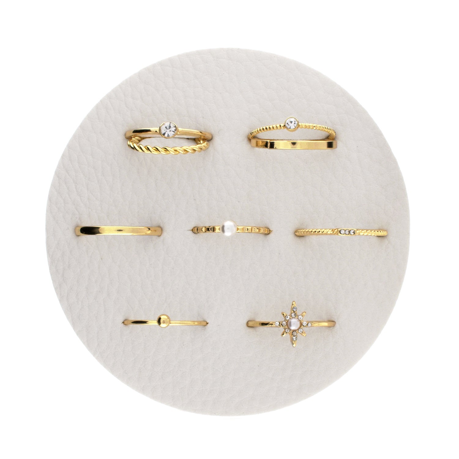 Delicate Pearl Rings Stack Assortment (Set of 9)