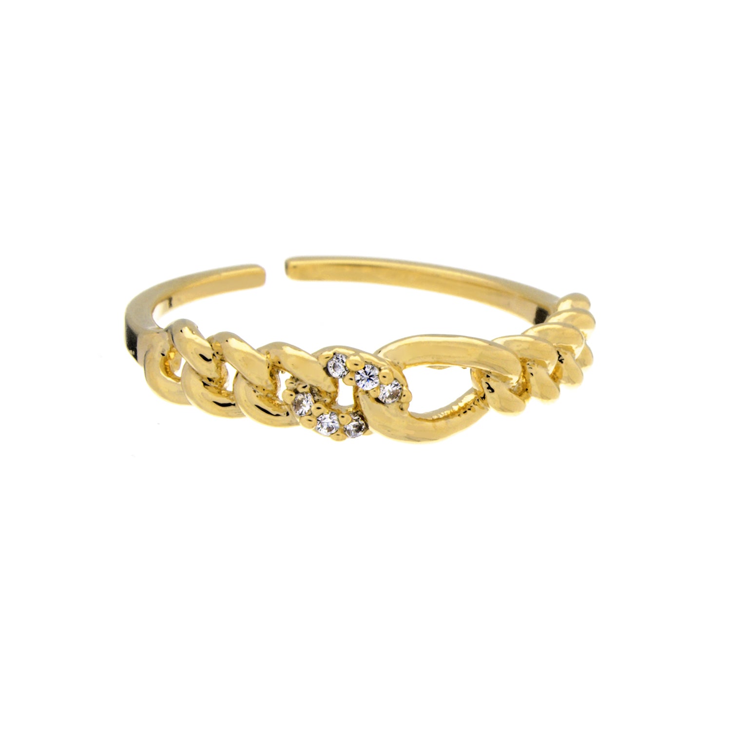 Thin Pavé Center Cuban Link Ring